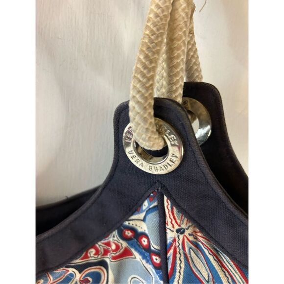 Vera Bradley shoulder bag red blue 14x15 retired Anchor Tote - Picture 4 of 10